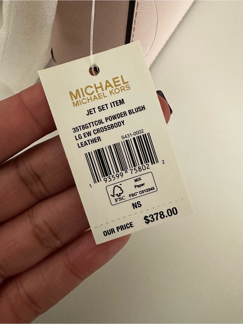 NWT Michael Kors Jet Set Large Powder Blush Saffiano Leather Crossbody - Picture 5 of 8